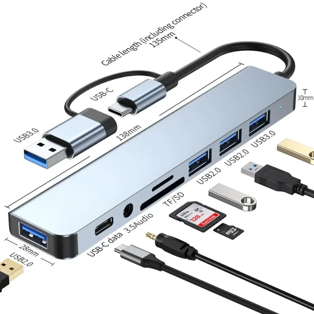 Usb Hub Type C - Koncentrator USB-C 8 w 2 z
